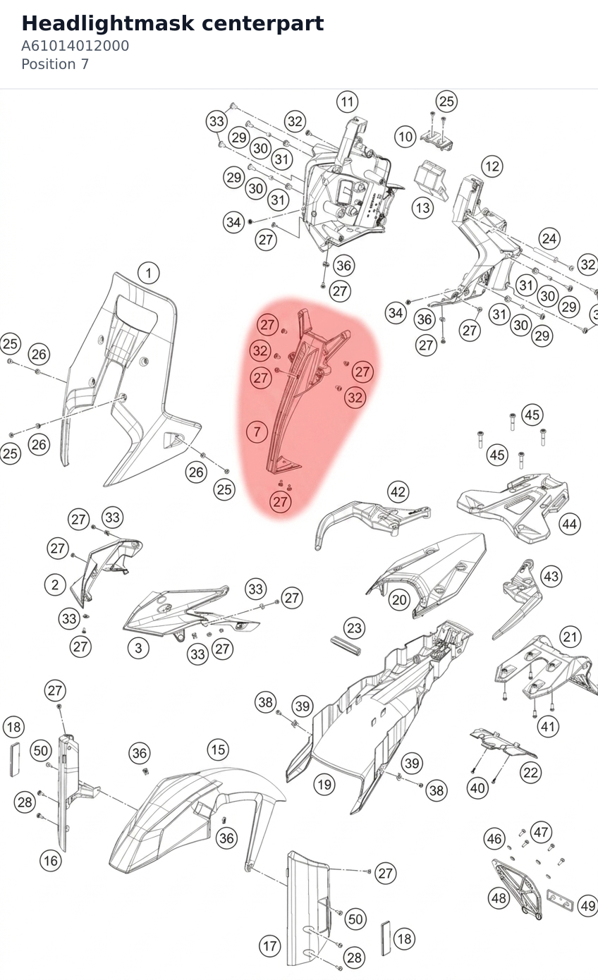 Diagram preview: Headlightmask centerpart (A61014012000)