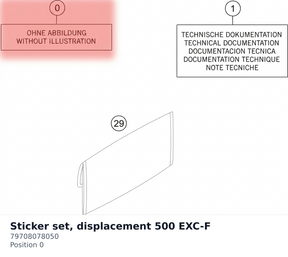 Diagram preview: Sticker set, displacement 500 EXC-F (79708078050)