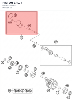 Diagram preview: PISTON CPL. I (46230007000 I)