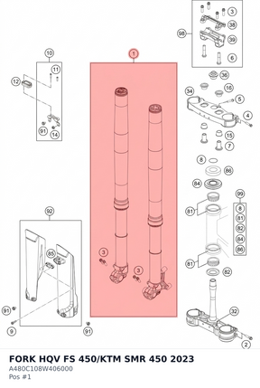 Diagram preview: FORK HQV FS 450/KTM SMR 450 2023 (A480C108W406000)