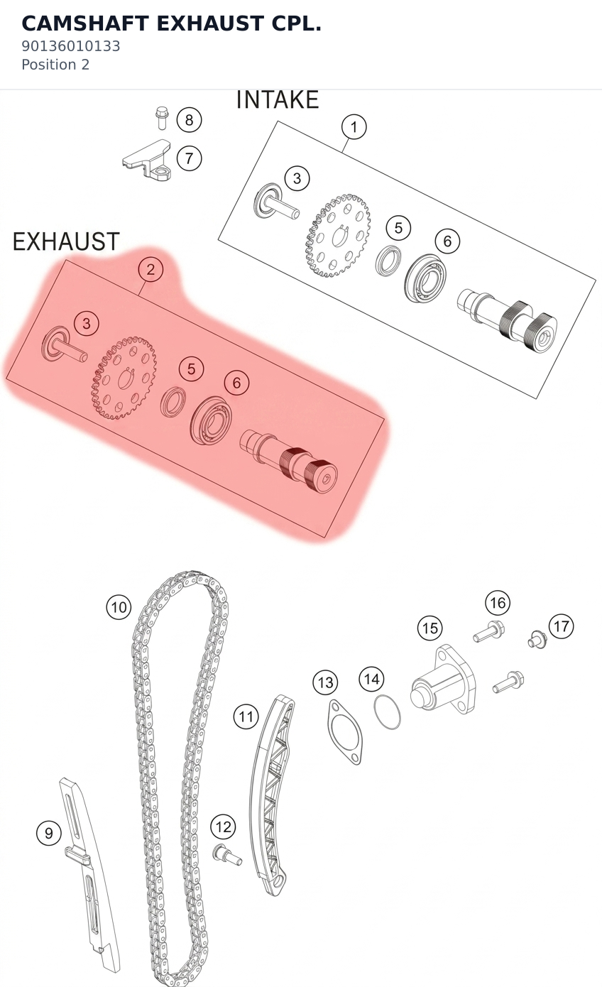 Diagram preview: CAMSHAFT EXHAUST CPL. (90136010133)