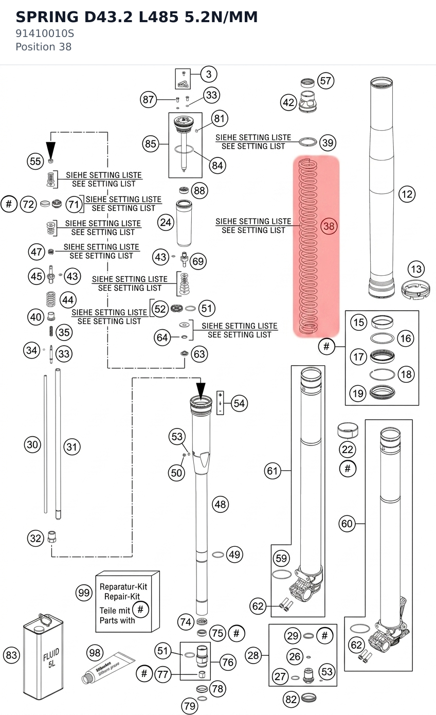 Diagram preview: SPRING D43.2 L485 5.2N/MM (91410010S)