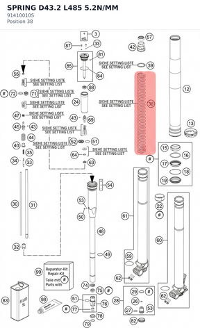 Diagram preview: SPRING D43.2 L485 5.2N/MM (91410010S)