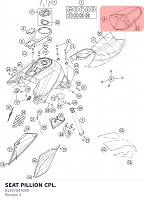 Diagram preview: SEAT PILLION CPL. (61307047000)