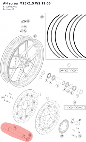 Diagram preview: AH screw M25X1.5 WS 12      05 (61009082000)
