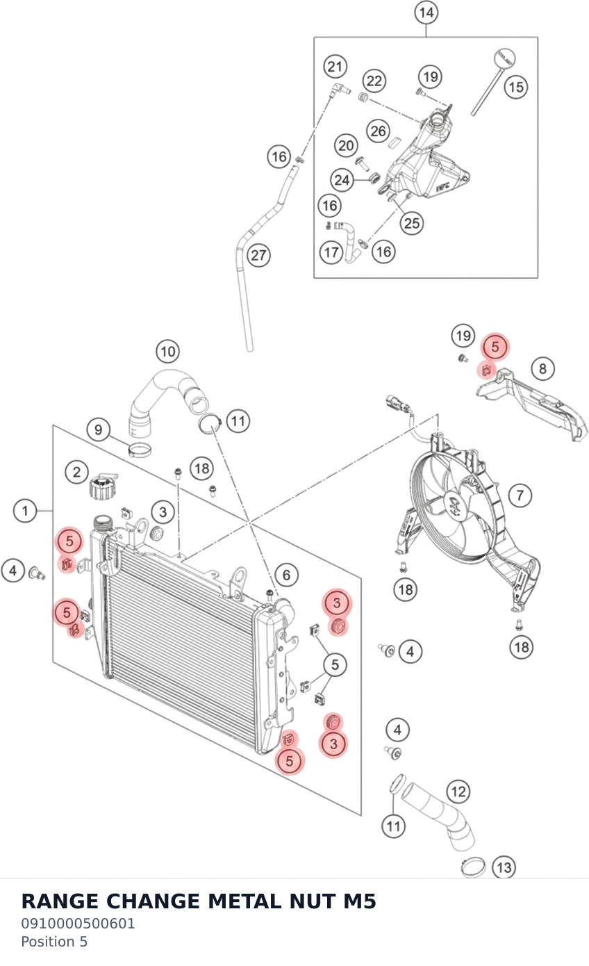 Diagram preview: RANGE CHANGE METAL NUT M5 (0910000500601)