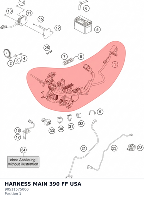 Diagram preview: HARNESS MAIN 390 FF USA (90511575000)