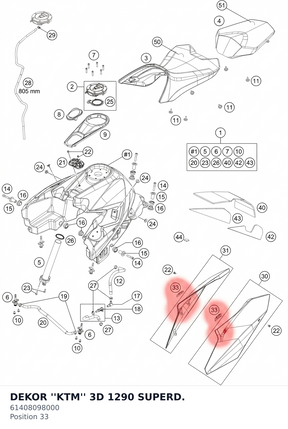 Diagram preview: DEKOR ''KTM'' 3D 1290 SUPERD. (61408098000)