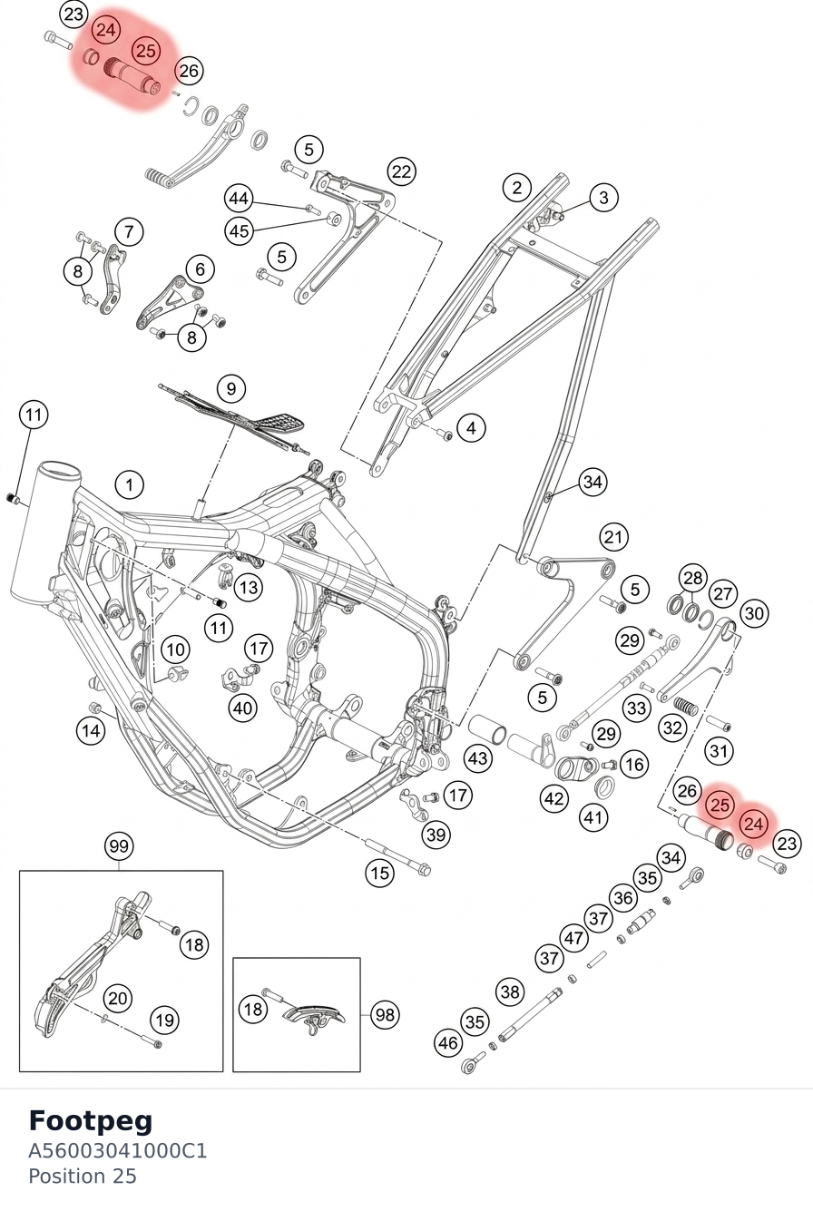 Diagram preview: Footpeg (A56003041000C1)