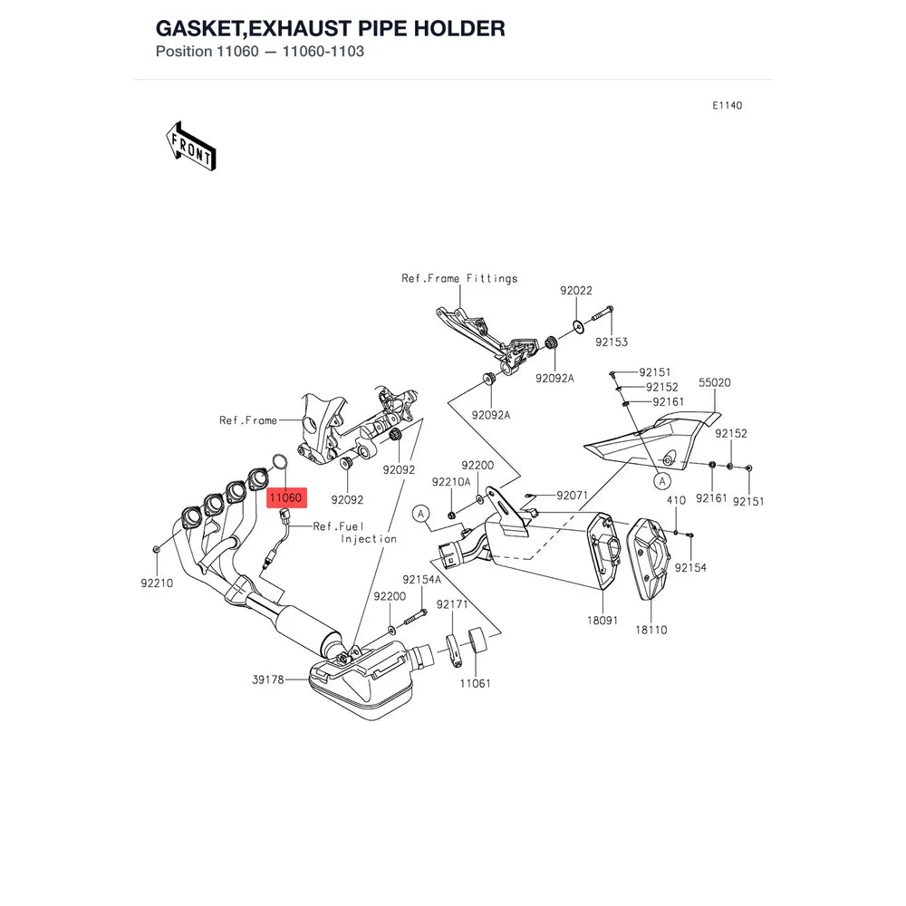 Kawasaki OEM – GASKET,EXHAUST PIPE H product image