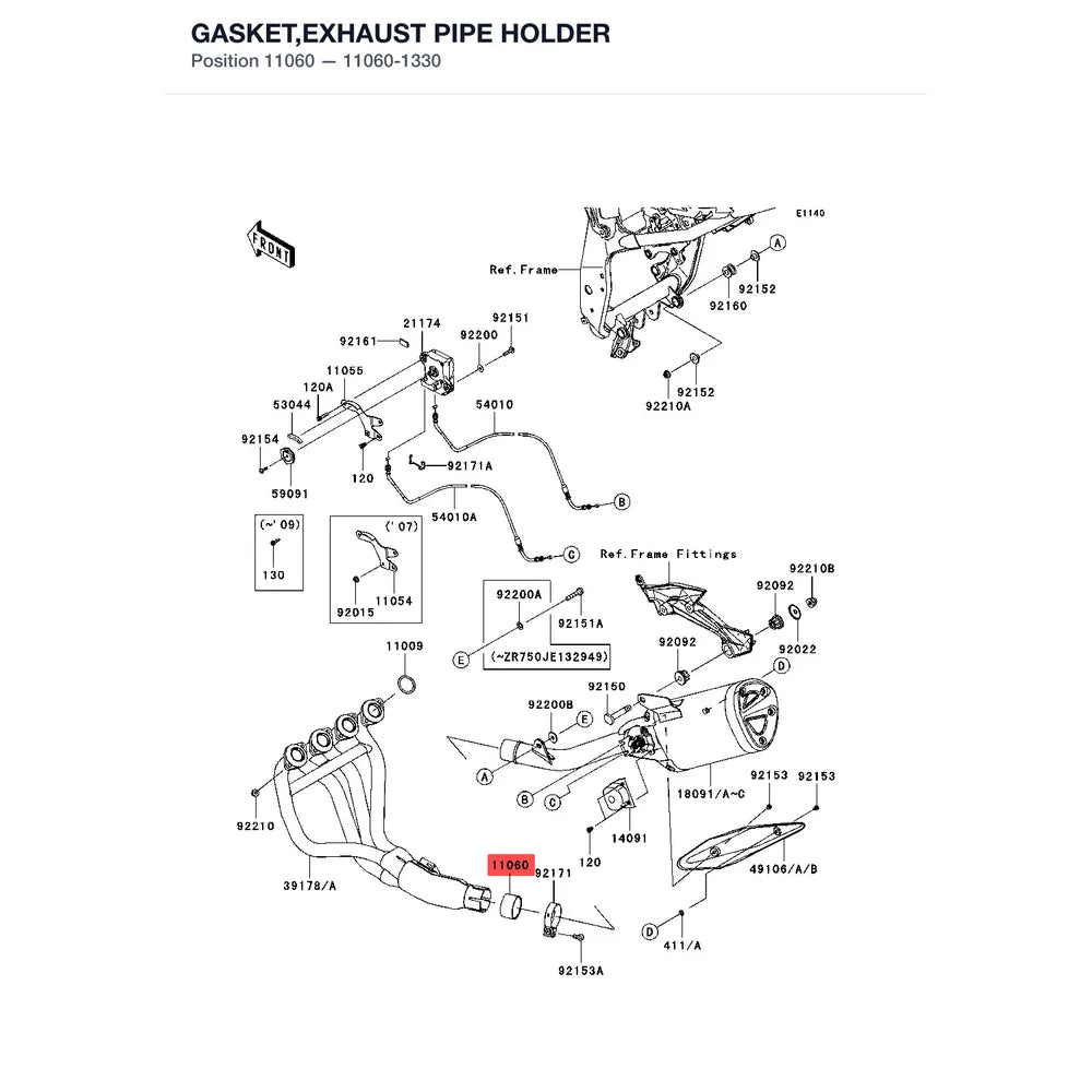 Kawasaki OEM – GASKET,EXHAUST PIPE H product image