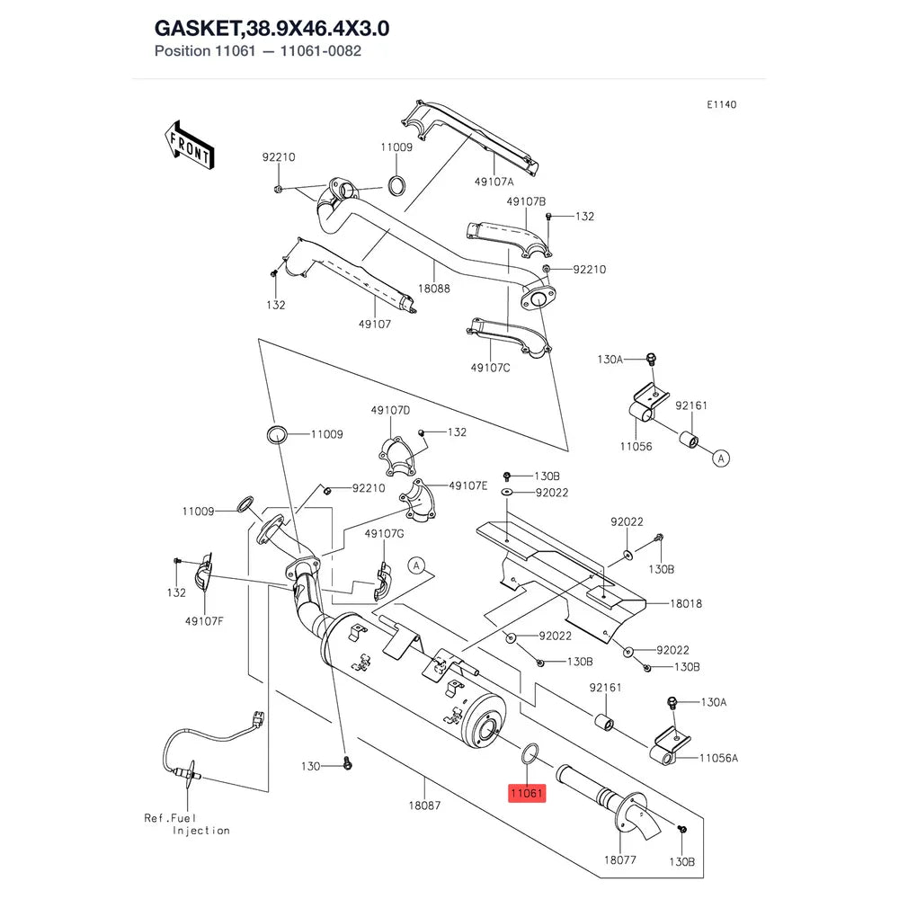 Kawasaki OEM – GASKET,38.9X46.4X3.0 product image