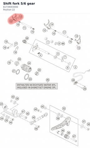 Diagram preview: Shift fork 5/6 gear (61734003000)