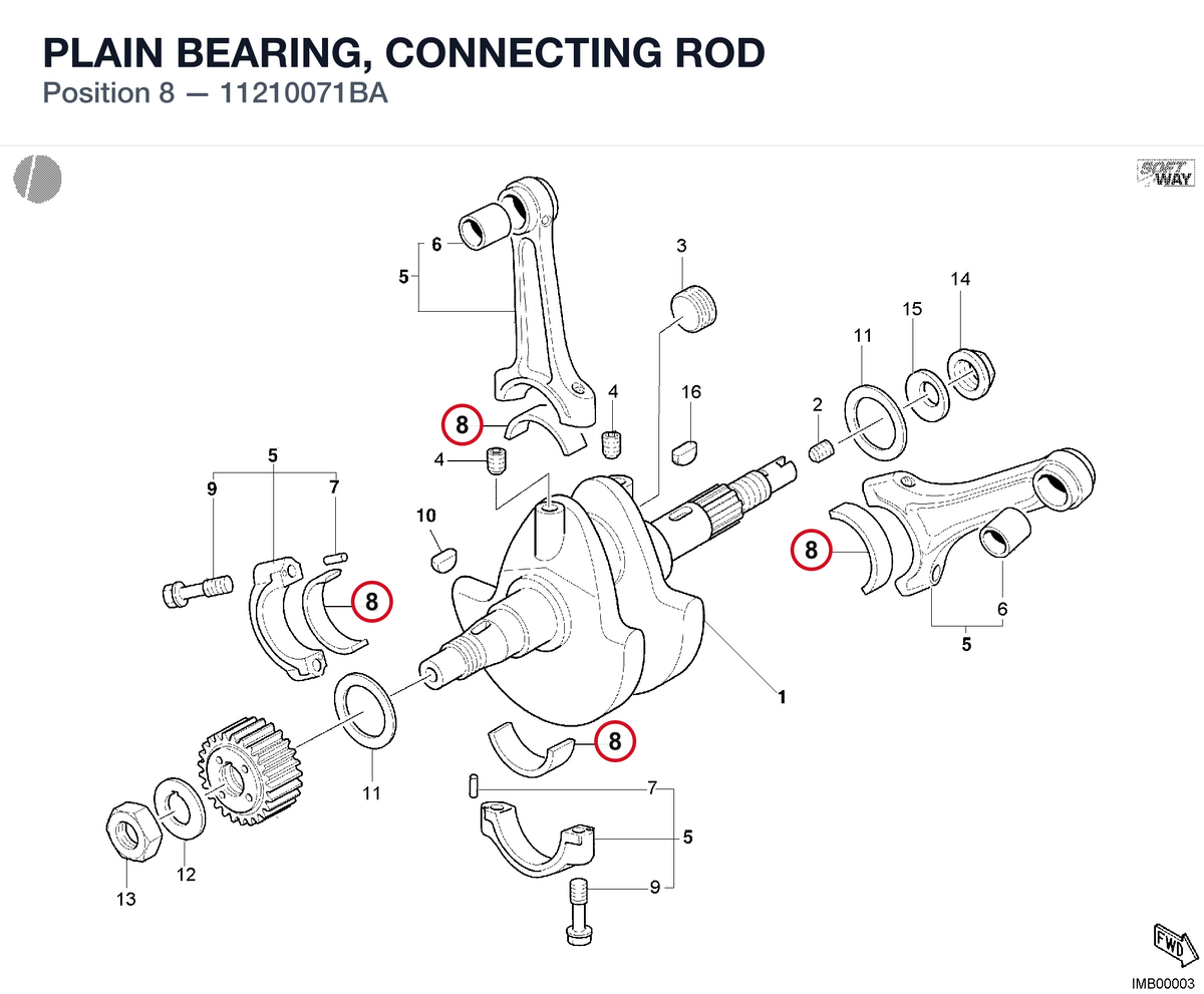 PLAIN BEARING, CONNECTING ROD 11210071BA diagram position