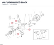 HALF-BEARING RED/BLACK