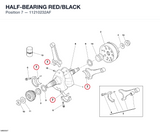 HALF-BEARING RED/BLACK