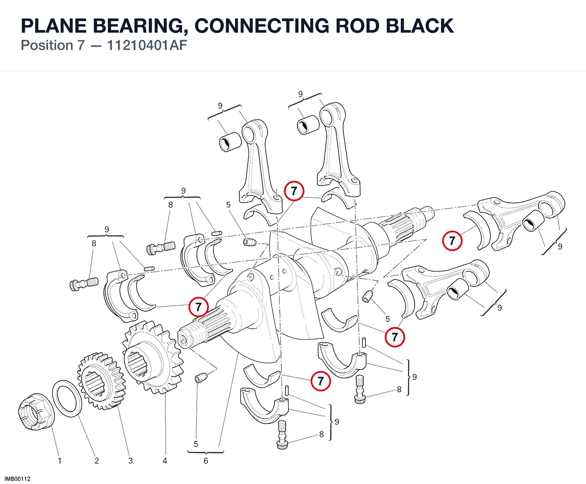 PLANE BEARING, CONNECTING ROD BLACK 11210401AF diagram position