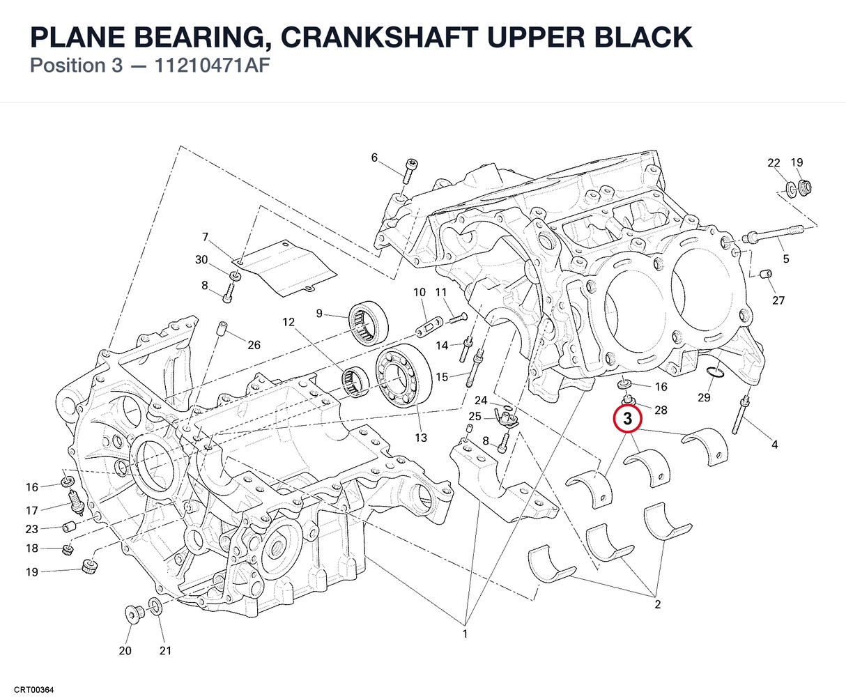 PLANE BEARING, CRANKSHAFT UPPER BLACK