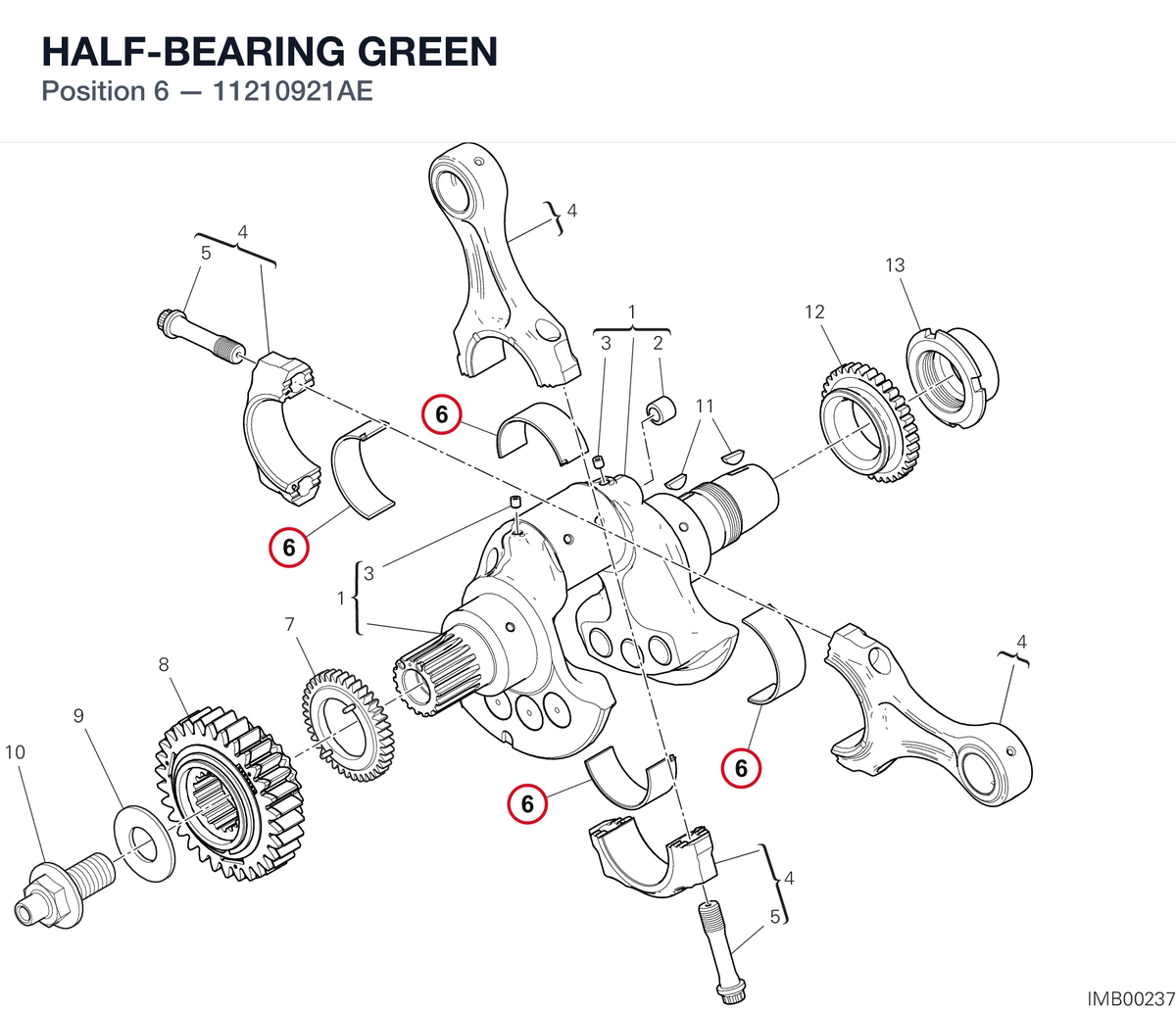 HALF-BEARING GREEN 11210921AE diagram position