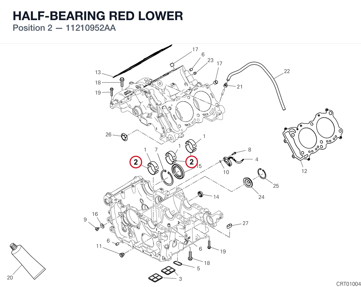 HALF-BEARING RED LOWER 11210952AA diagram position