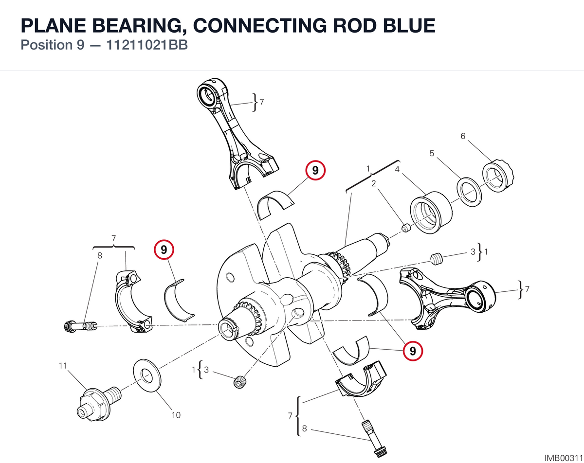PLANE BEARING, CONNECTING ROD BLUE 11211021BB diagram position
