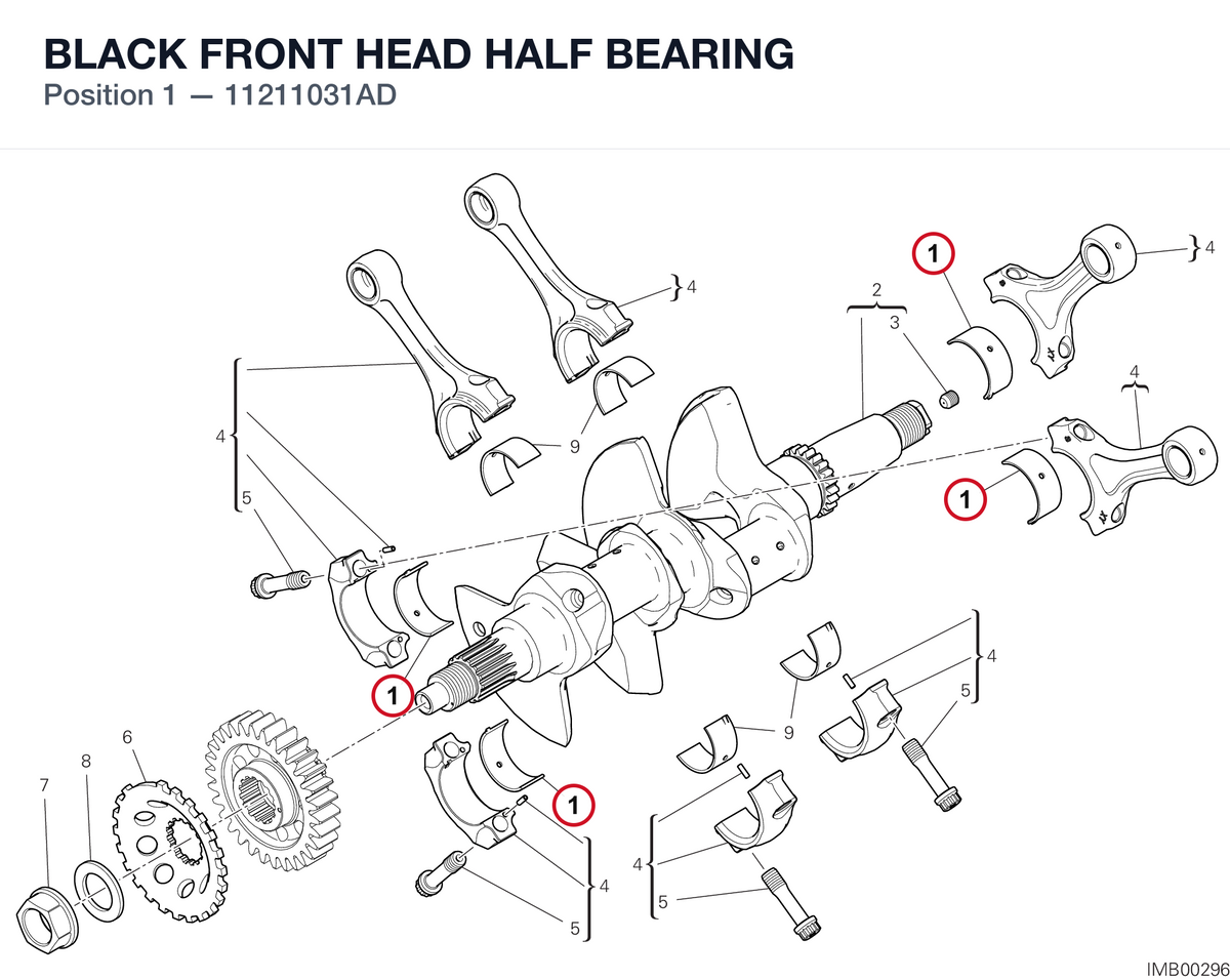 BLACK FRONT HEAD HALF BEARING 11211031AD diagram position
