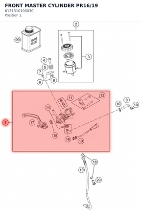 Diagram preview: FRONT MASTER CYLINDER PR16/19 (6131310100030)
