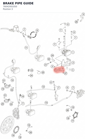 Diagram preview: BRAKE PIPE GUIDE (76042001050)