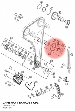 Diagram preview: CAMSHAFT EXHAUST CPL. (77736010044)