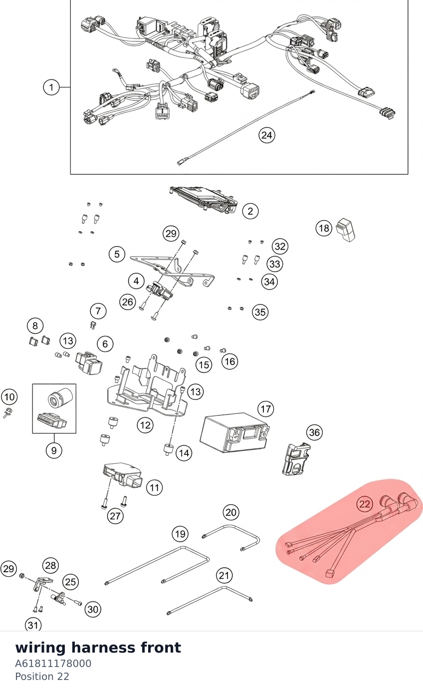 Diagram preview: wiring harness front (A61811178000)
