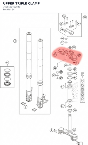 Diagram preview: UPPER TRIPLE CLAMP (7600193402830)