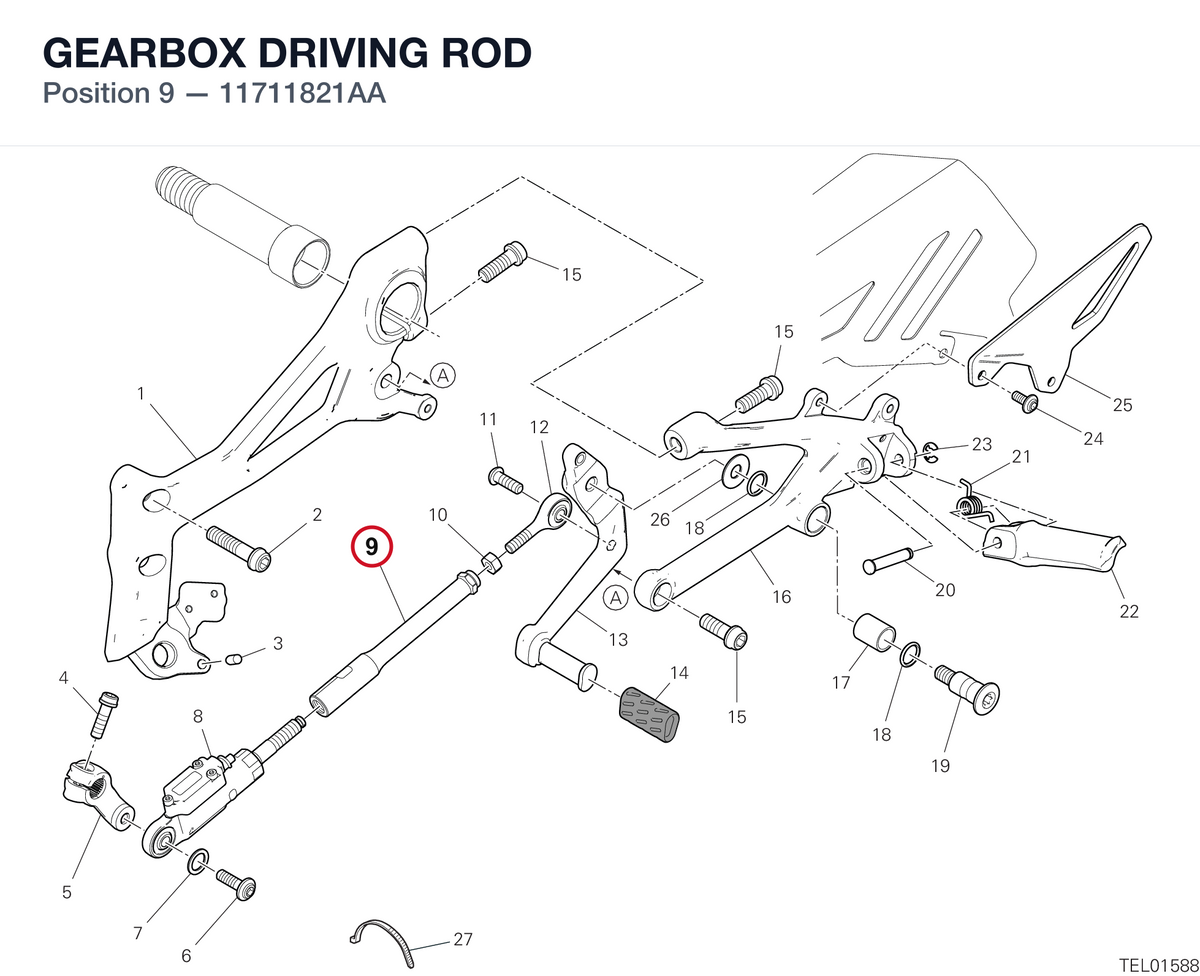 GEARBOX DRIVING ROD 11711821AA diagram position