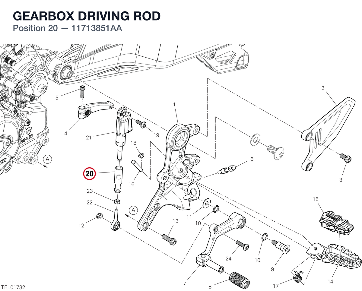GEARBOX DRIVING ROD 11713851AA diagram position