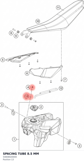 Diagram preview: SPACING TUBE 8.5 MM (54808020000)