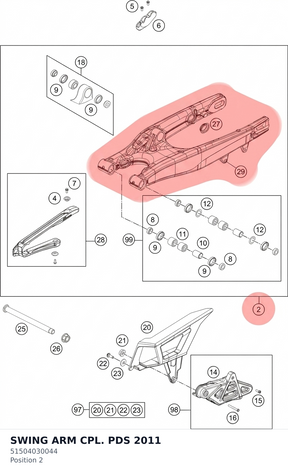 Diagram preview: SWING ARM CPL. PDS        2011 (51504030044)
