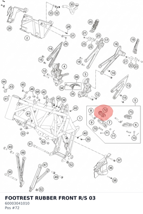 Diagram preview: FOOTREST RUBBER FRONT R/S   03 (60003041010)