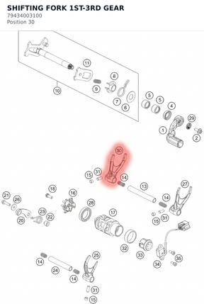 Diagram preview: SHIFTING FORK 1ST-3RD GEAR (79434003100)