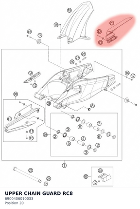 Diagram preview: UPPER CHAIN GUARD RC8 (6900406010033)