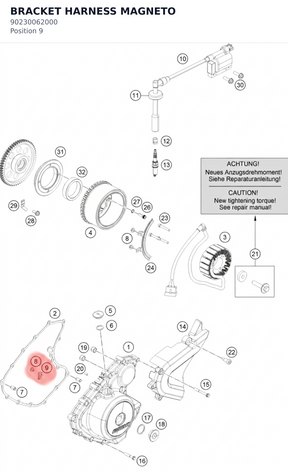 Diagram preview: BRACKET HARNESS MAGNETO (90230062000)