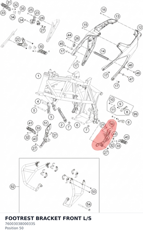 Diagram preview: FOOTREST BRACKET FRONT L/S (7600303800033S)