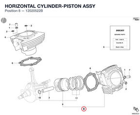 HORIZONTAL CYLINDER-PISTON ASSY 12020522B diagram position