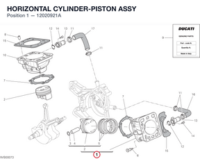 HORIZONTAL CYLINDER-PISTON ASSY 12020921A diagram position