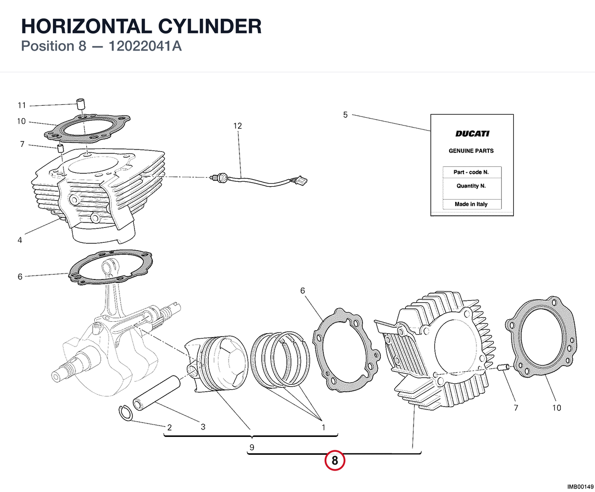 HORIZONTAL CYLINDER 12022041A diagram position