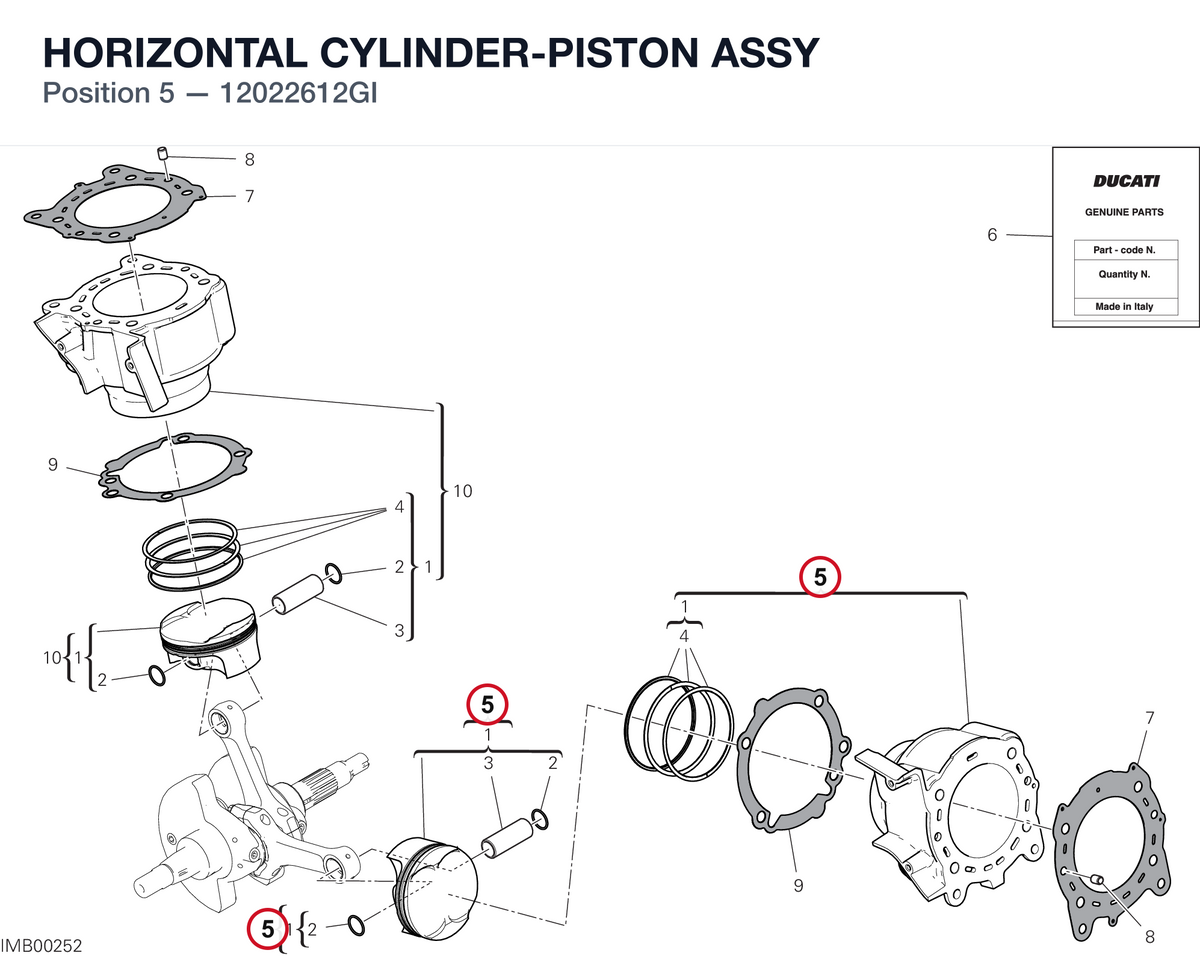 HORIZONTAL CYLINDER-PISTON ASSY 12022612GI diagram position