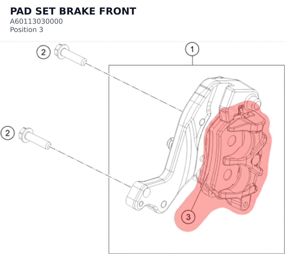 Diagram preview: PAD SET BRAKE FRONT (A60113030000)