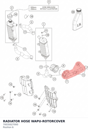 Diagram preview: RADIATOR HOSE WAPU-ROTORCOVER (70035027000)