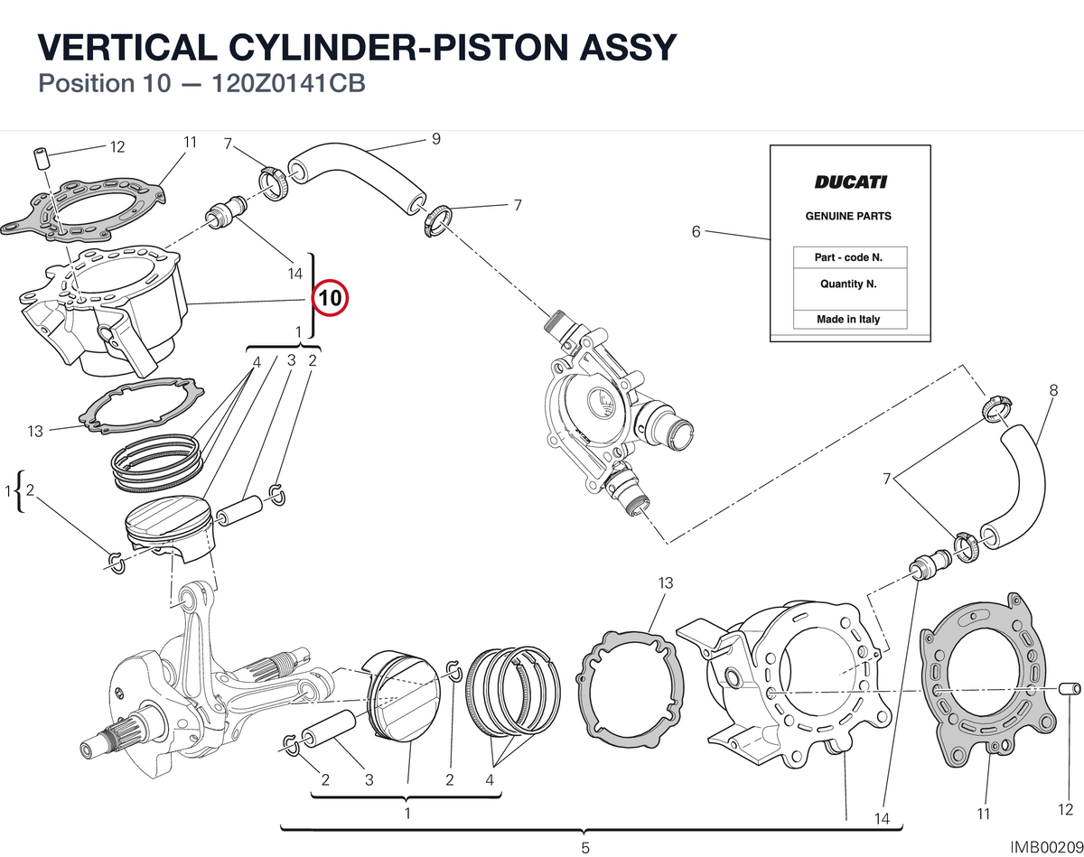 VERTICAL CYLINDER-PISTON ASSY 120Z0141CB diagram position