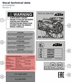Diagram preview: Decal technical data (60703098000)