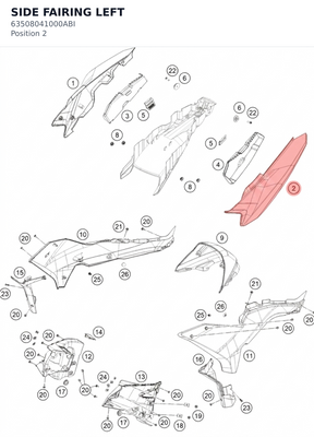 Diagram preview: SIDE FAIRING LEFT (63508041000ABI)