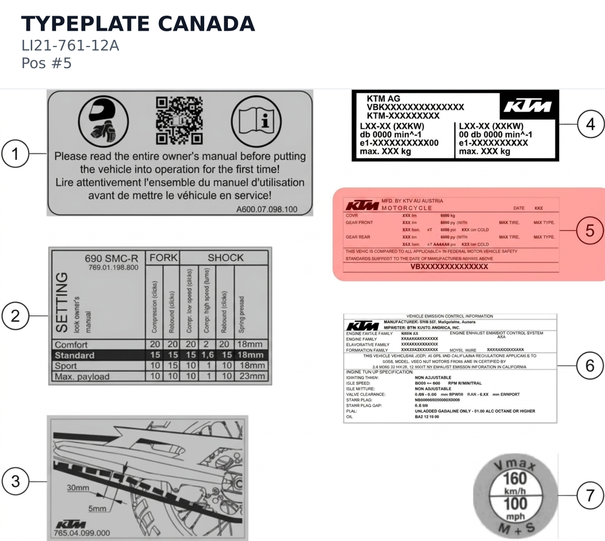 Diagram preview: TYPEPLATE CANADA (LI21-761-12A)